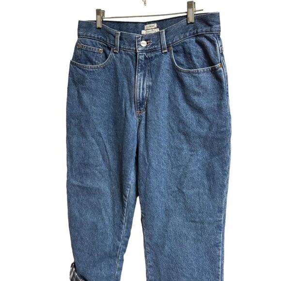 VTG 90s L.L. BEAN Flannel Lined Original Fit High Rise Straight Leg Jeans SZ 10P - Picture 3 of 9